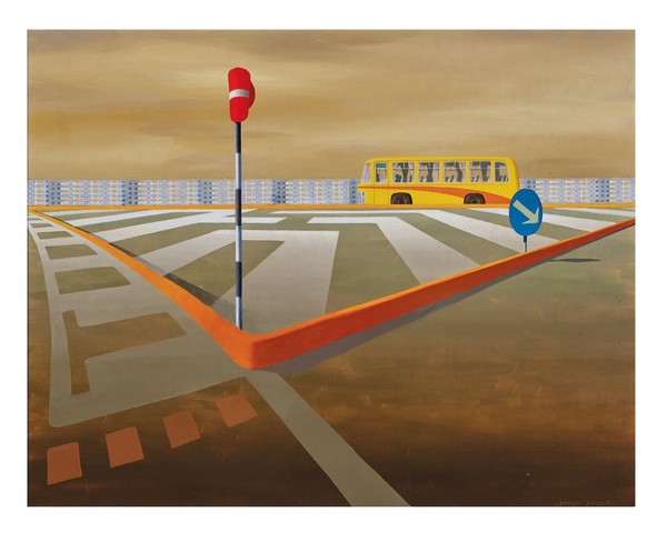 <p>The highest estimated work is Bus by the Tiber 1977-78 (lot 18), an oil on canvas that first appeared in 1980 in Rudy Komon Art Gallery in Sydney and carries a $600,000-$700,000 catalogue estimate.</p>
