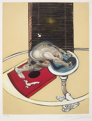 Image: Francis Bacon’s, Figure at a Basin, 1978, estimate $14,000-18,000 should satisfy any number of viewers from the AGNSW exhibition who wanted to take a work home with them. 