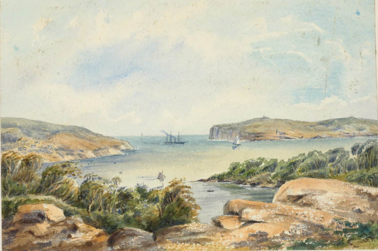 The National Library of Australia (NLA) had to put up a bit of a fight to acquire the Journal of Captain Foley Charles Prendergast Vereker, R.N. (1850-1900) done on the HMS Myrmidion and offered at Christie's sale of Topographical Pictures at its main rooms in London's King Street on October 30. Included amongst the watercolours in the journal is <I>Entrance to Sydney Harbour</I> (above).