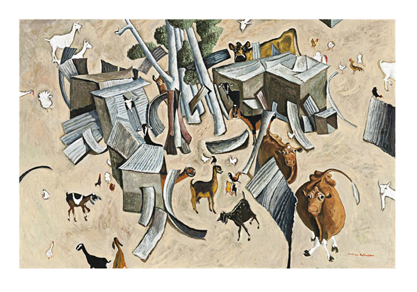 William Robinson's whimsical 'Birkdale Farm Construction with Willy Wagtail', estimated at $250,000 - 350,000 leads the third sale of the Laverty Collection, to be sold by Deutscher and Hackett in Sydney on 5 April, 2017.