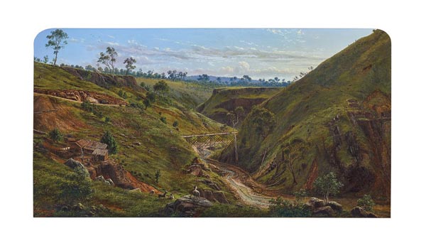 The Sotheby's Australia sale in Sydney on 3 May was in two parts: The David Newby Collection (lots 1 to 30), and the mixed vendor catalogue, (lots 31 to 108). The highest price of the night was paid for Eugene von Guerard’s Breakneck Gorge, Hepburn Springs, in the second section of the sale, which sold for $1.6 million hammer, now the second highest price for a painting by the artist at auction. Auction records were set for four artists: Elioth Gruner, Ray Crooke, Harold Septimus Power and J.S. Watkins. 