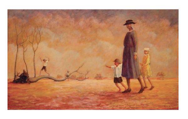 Russell Drysdale’s masterpiece Grandma’s Sunday Walk is the major drawcard at Mossgreen’s forthcoming auction of the Alan & Margaret Hickinbotham Collection in Adelaide. The work carries a catalogue estimate of $1.8 million to $2.2 million and, if sold it will be the sixth work sold for more than $1 million by Mossgreen. 