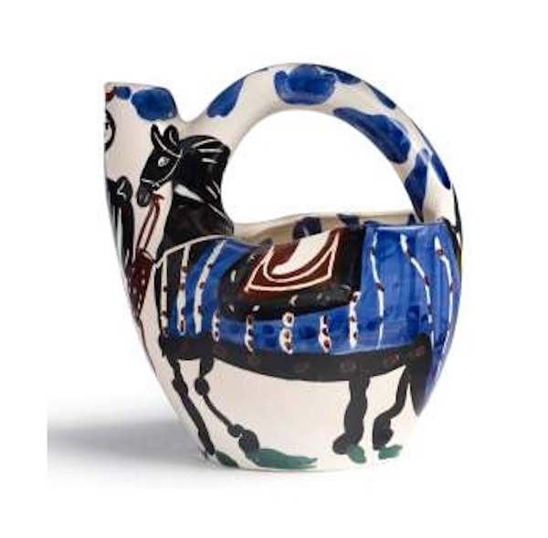 <p>Ten Pablo Picasso (1881-1973) pottery pieces and prints by some of Australia&rsquo;s best-known artists are part of Menzies timed online Prints &amp; Multiples Sydney auction on Wednesday August 30 at their Kensington rooms. The highest catalogue estimate amongst this group at $20,000-$30,000 is <em>Cavalier et Cheval</em> 1952 (lot 43) &ndash; a white earthenware partially engraved ceramic pitcher with coloured engobe and glaze.</p>

<p>&nbsp;</p>
