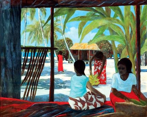 The power of provenance is illustrated by the price of Dunraven’s Ray Crook painting Islanders Relaxing on Veranda. Estimated at $20-30,000 its result doubled to $44,000 hammer
