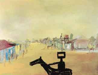 The Ned Kelly silkscreen Township (with Ned on horseback), from an edition of 75, with an estimate of £2,000 to £3,000 will be offered by Bloomsbury Auctions on 3rd March in London.