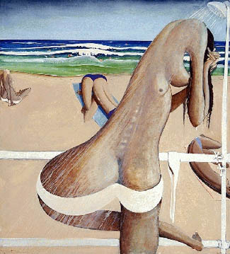 Bondi’s beachside real estate is worth millions, as are iconic images of its beach bums. Brett Whiteley’s, Washing the Salt off I, 1985 jumped midway into the artist’s top ten results with its sale of $1.55 million, plus buyer’s premium