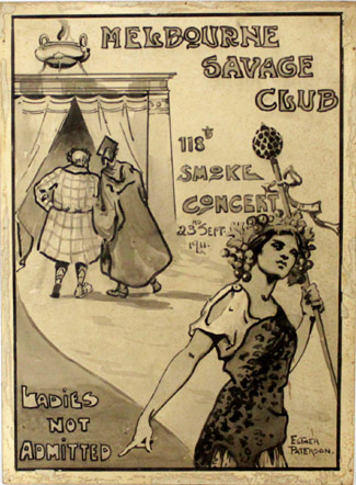 At a sale by Young's Auctions on July 12 at its rooms in East Hawthorn, Melbourne a poster by Melbourne artist Esther Paterson for Melbourne's Savage Club, known as <i>Women Not Allowed </i>sold for $2000. The title was a reference to attendance at the event and the notorious exclusive attitude of the clubs to women. Obviously the poster's warning did not apply to the buyer, or the market would have been much depleted.