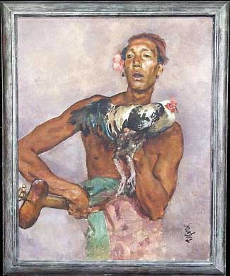 Cockfighter by Roland Strasser (1895-1974) failed to put up much of a fight when the oil on canvas was knocked down for $15,000 plus premium (25 per cent) or half the lower estimate at a Lawson's regular weekly Thursday antique, jewellery and art auction on August 28.