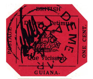 A nondescript dirtily marked "used" octagonal magenta British Guiana 1 cent stamp of 1856 has continued its path of setting a new world record for a stamp on each of the three times it has been sold at auction, selling for $US9.01 million in New York yesterday. But Terry Ingram ponders whether the trophy market is under pressure judging by this and another transaction during the week.