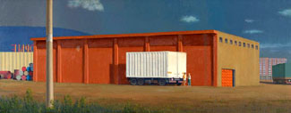 A painting of a warehouse and trucking park attracted intense competition and made a hammer price in the region of $¾ million, the highest priced lot in Sotheby's Australia sale of <i>Important Australian and International Art</i> in Sydney on August 26. The sale grossed $6.2 million including premium, against pre-sale estimates excluding buyer's premium of $5.5 million to $7.4 million. <i>The Red Warehouse </i> was one of four works by Jeffrey Smart in the sale, three of which sold under the hammer.