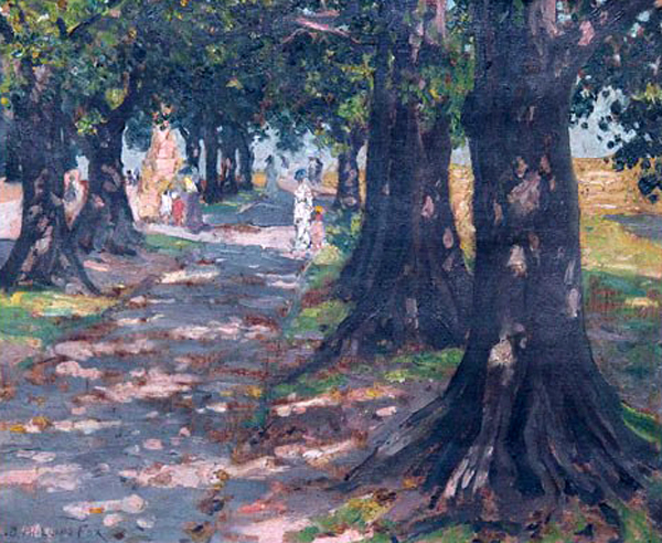 A rare painting by E Phillips Fox, 'The Avenue', not seen on the market for over 100 years, originally catalogued in the sale of the artist’s estate on 29th February 1916, will be offered in South Yarra by E J Ainger on August 7. Since its 1916 sale (for 15 guineas) it is believed the painting has remained in one or other of the houses of the well-heeled and well-connected McPherson family - headed up by the eminent and respected pastoralist and leader of primary industry, Sir Clive McPherson.