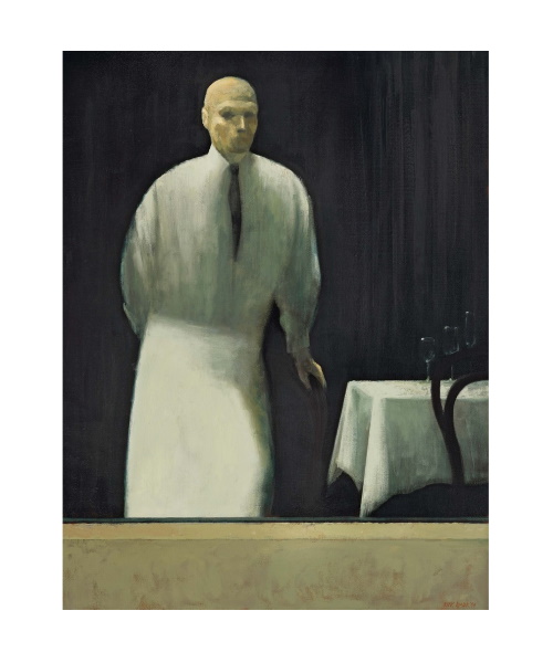 'The Waiter', the largest and most impressive of three exceptional paintings by Rick Amor on offer at the Menzies auction on 26 September 2019, was pitched at a not unexpected $150,000-200,000. It sold for a mid-estimate hammer price of $180,000; this is now the second highest auction result for a painting by Rick Amor, just shy of the record price of $185,000 for the monumental The Attic Amphora, 1994, set also by Menzies in 2016. 