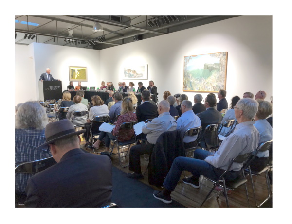 Deutscher and Hackett's final auction for 2019 yielded a respectable $4,185,800 hammer ($5,106,676 incl. BP) against a pre-sale estimates of $3,802,500-$5,188,500, making it the second most successful year in the company's 13 year history. Clearance by lot was 77% and 110% by value. Top price was for John Brack's Yellow Legs. Overflowing with movement and vibrance, Yellow Legs was strongly contested, eventually selling to a phone bidder for $980,000 (hammer), exceeding the high estimate of $900,000.