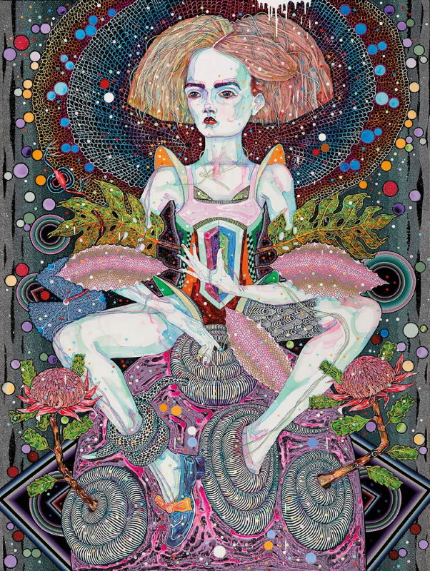 Menzies first sale of the year saw the catalogue cover lot, Del Kathryn Barton’s 'Openly Song', 2014, (lot 33) sell for $230,000 hammer ($282,273 with buyers premium) against the estimate of  $200,000 – 300,000, failing to eclipse the artist’s previous record of $378,200 for 'Of Pollen' sold by Sotheby's Australia in 2018, but making it the second highest price for a painting by the artist in the secondary market.