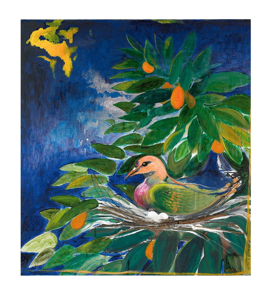 The cover and star lot of the Smith & Singer fine art auction in Sydney on 16 November 2021, Brett Whiteley’s serene The Dove in the Mango Tree, 1984 (lot 24) was estimated at $900,000-1,200,000. There was no low hanging fruit to be had, as very competitive bidding ensued, with a room bidder finally securing his prize for $1.6 million, which places the Dove among the top ten prices for a Brett Whiteley painting.