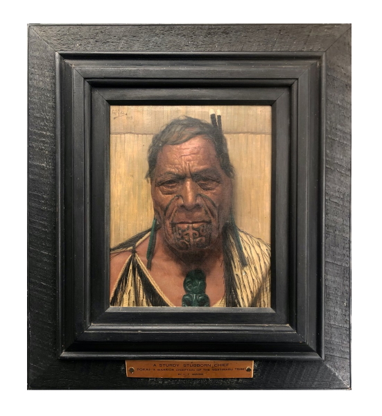 C.F Goldie’s 'Hori Pokai – A Sturdy Stubborn Chief' 1919 (above) was a headline painting with great provenance. The estimate of $500-$700,000 was generous given the size of 26 x 21 cm, but after opening at the low estimate, the painting sold for $1,420,000 after 30 bids, setting a new auction record for the sale of a work by Goldie. 