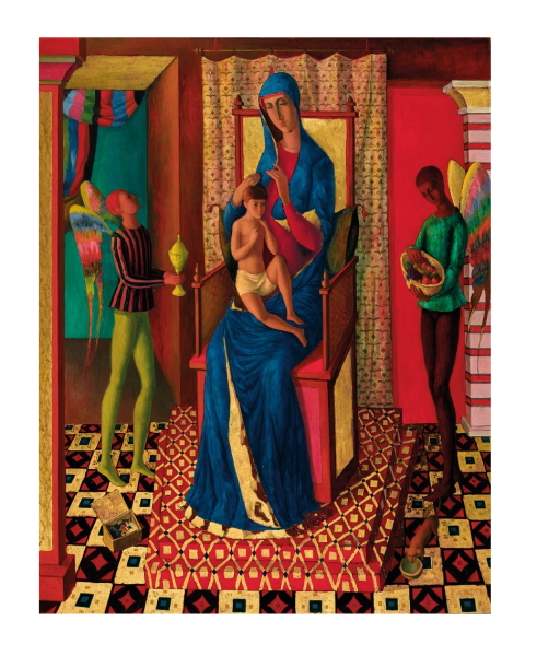 The realised hammer price of $340,000 at the sale in Melbourne on 29 June 20022 eclipsed the previous record of $220,000 for the artist set by Sotheby’s in 2015 for a painted still life before a window: apparently tame compared with the radiant Madonna offered by Menzies.
